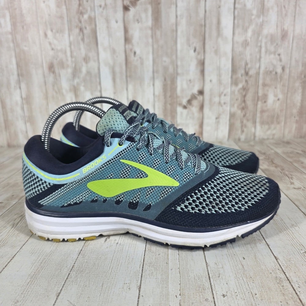 Brooks Revel Women's Shoes Teal Neon Yellow Mesh Athletic Sneakers Size 7.5